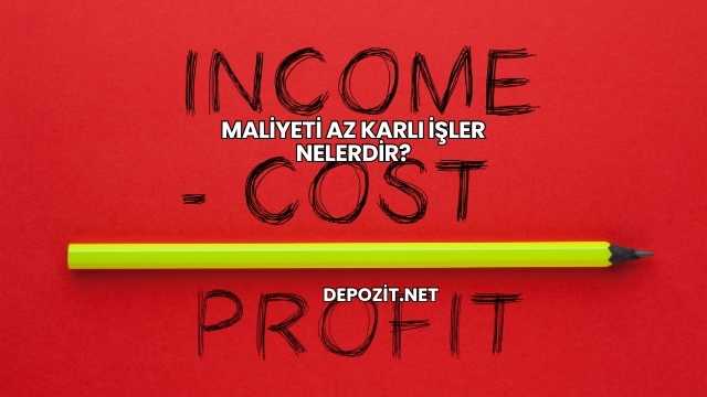 Maliyeti Az Karlı İşler Nelerdir?