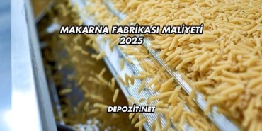 Makarna Fabrikası Maliyeti 2025