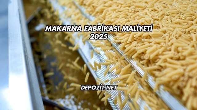 Makarna Fabrikası Maliyeti 2025