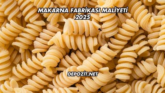 Makarna Fabrikası Maliyeti 2025