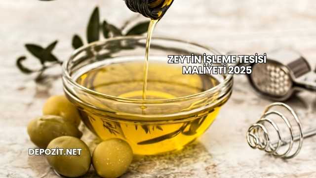 Zeytin İşleme Tesisi Maliyeti 2025